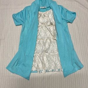 Self esteem girls mock cardigan ruffled blouse size 8